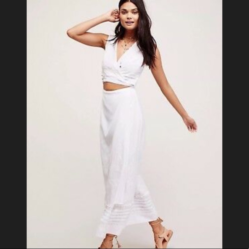 Free People Embroidered Gwen Wrap Maxi Dress